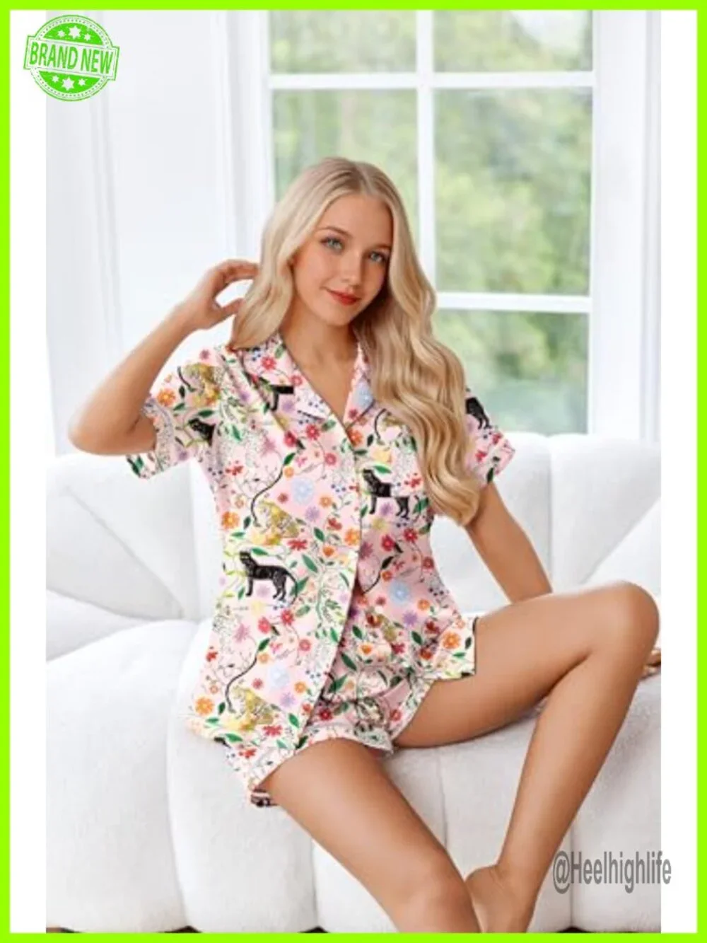 Satin Pajama Sets Short Sleeve 2 Piece Pj Sets with Chest Pocket
